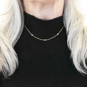 Baguette Diamond Station Necklace Gold | Antique & Estate